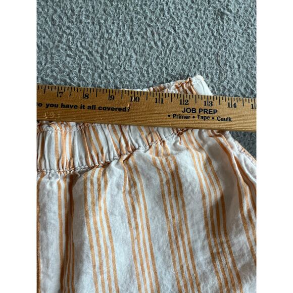H&M Pants Medium Linen Pull On Stretch Cropped Striped Orange White Beach Boho - Picture 11 of 16